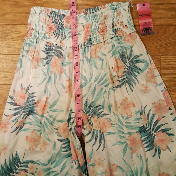 NEW High Waist Wide Leg Tropical Beach Pants - Picture 6 of 8
